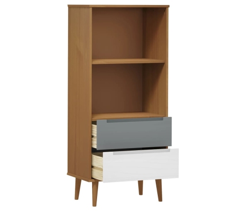 Librería MOLDE madera maciza de pino marrón 60x35x133,5 cm