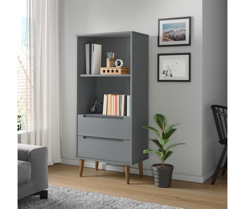 vidaXL Librería MOLDE madera maciza de pino gris 60x35x133,5 cm