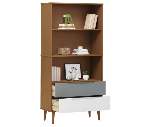 Librería MOLDE madera maciza de pino marrón 85x35x170,5 cm