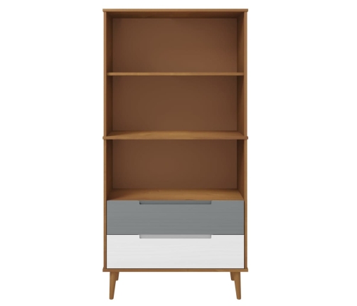 Librería MOLDE madera maciza de pino marrón 85x35x170,5 cm