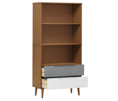 Librería MOLDE madera maciza de pino marrón 85x35x170,5 cm