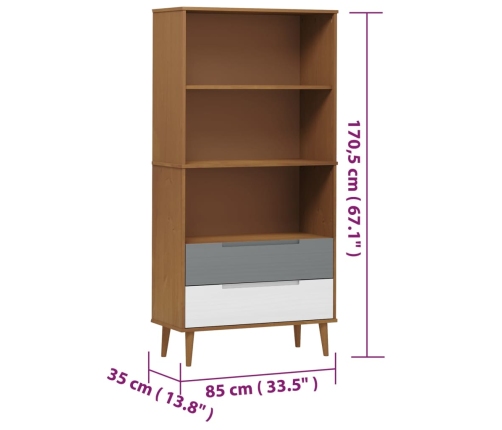 Librería MOLDE madera maciza de pino marrón 85x35x170,5 cm