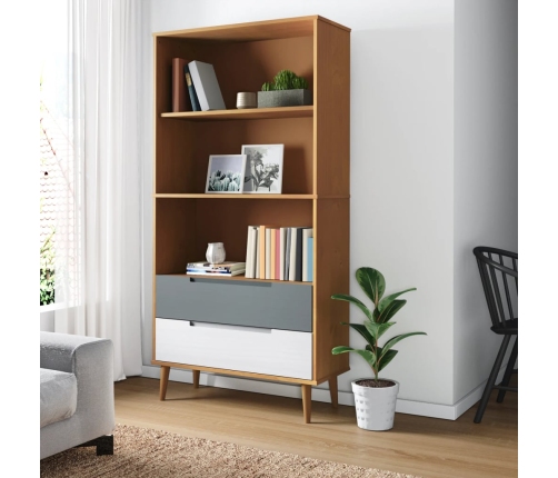 Librería MOLDE madera maciza de pino marrón 85x35x170,5 cm