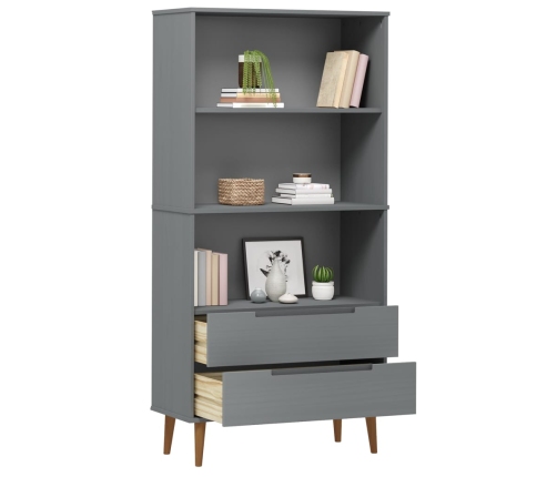 Librería MOLDE madera maciza de pino gris 85x35x170,5 cm