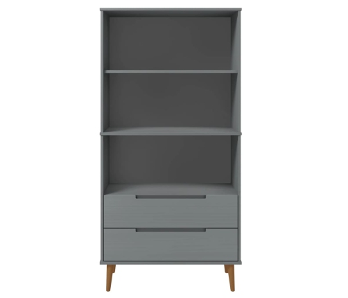 Librería MOLDE madera maciza de pino gris 85x35x170,5 cm