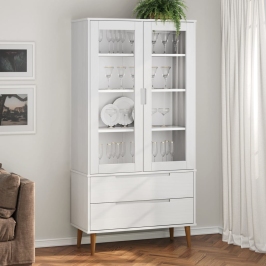 Mueble vitrina MOLDE madera maciza de pino blanco 90x35x175 cm