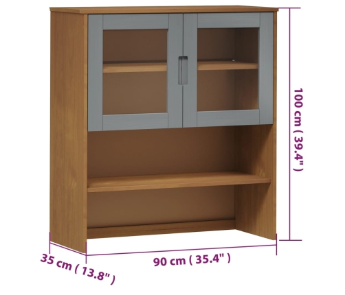 Aparador superior MOLDE madera maciza pino marrón 90x35x100 cm