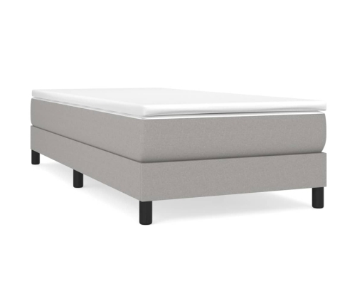 Cama box spring con colchón tela gris claro 80x200 cm