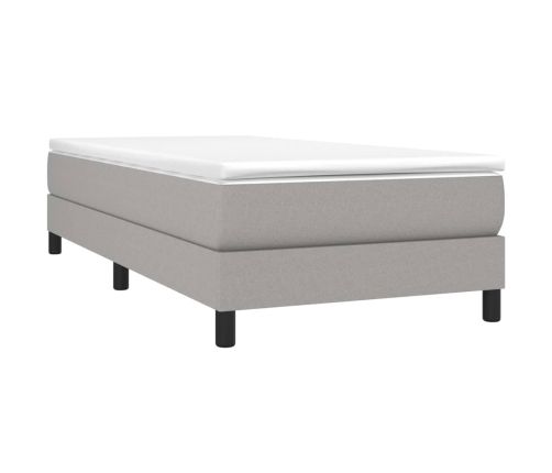 Cama box spring con colchón tela gris claro 80x200 cm