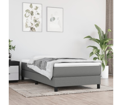 Cama box spring con colchón tela gris oscuro 80x200 cm