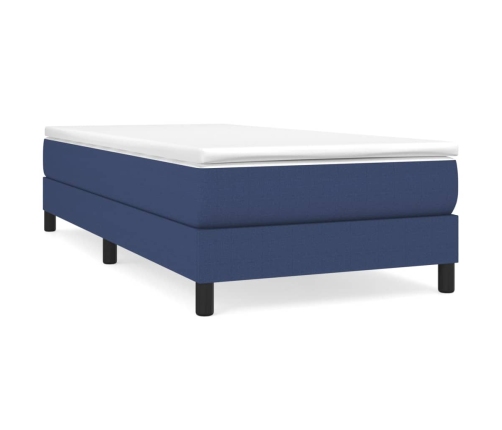 Cama box spring con colchón tela azul 80x200 cm