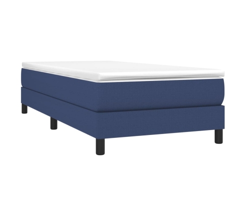 Cama box spring con colchón tela azul 80x200 cm