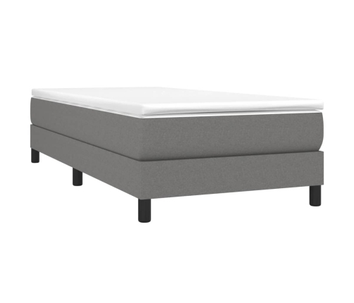 Cama box spring con colchón tela gris oscuro 90x190 cm