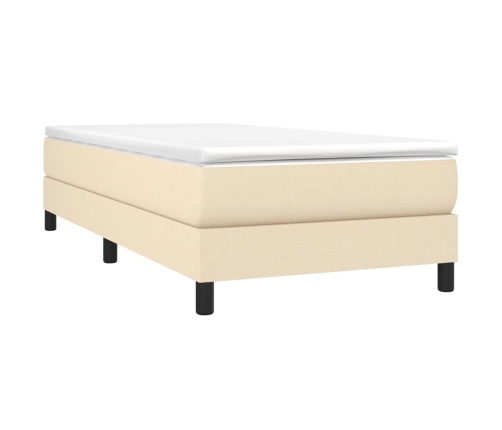 Cama box spring con colchón tela color crema 90x190 cm