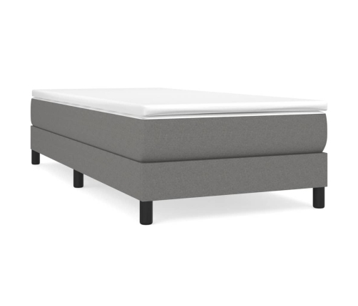 Cama box spring con colchón tela gris oscuro 100x200 cm