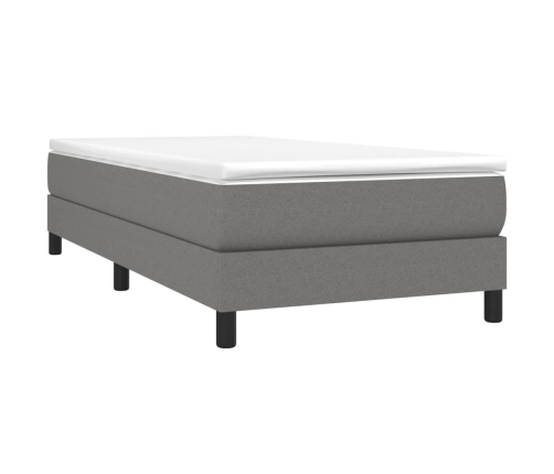 Cama box spring con colchón tela gris oscuro 100x200 cm