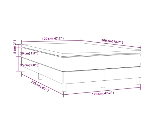 Cama box spring con colchón tela gris claro 120x200 cm