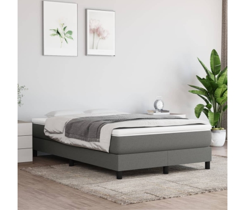 Cama box spring con colchón tela gris oscuro 120x200 cm