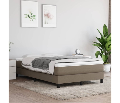 Cama box spring con colchón tela gris taupe 120x200 cm