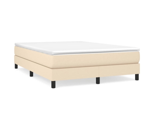 vidaXL Cama box spring con colchón tela color crema 140x190 cm