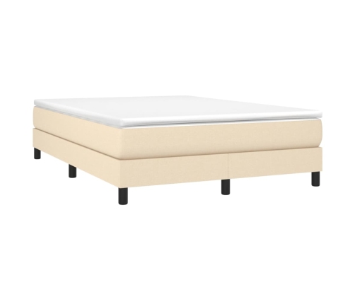 vidaXL Cama box spring con colchón tela color crema 140x190 cm