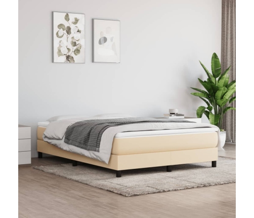 vidaXL Cama box spring con colchón tela color crema 140x190 cm