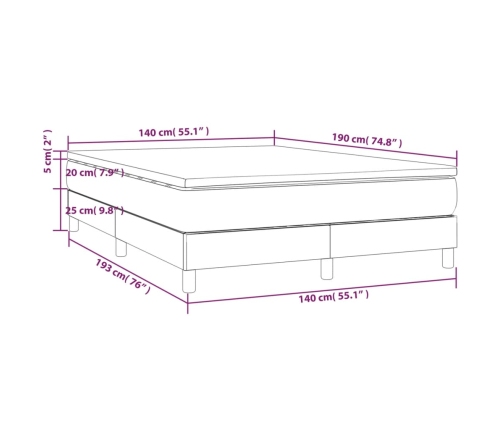 Cama box spring con colchón tela azul 140x190 cm