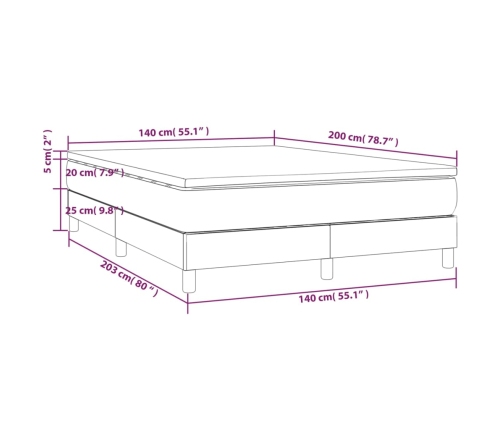 Cama box spring con colchón tela negro 140x200 cm