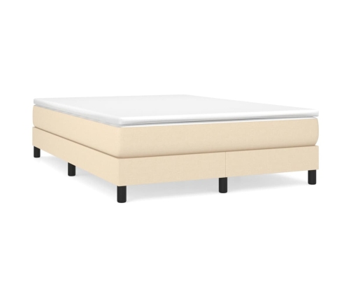 Cama box spring con colchón tela color crema 140x200 cm