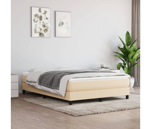 Cama box spring con colchón tela color crema 140x200 cm