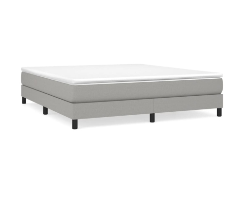 Cama box spring con colchón tela gris claro 180x200 cm