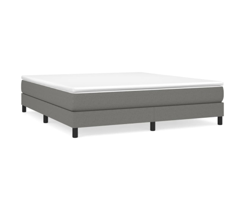 Cama box spring con colchón tela gris oscuro 180x200 cm