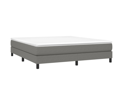 Cama box spring con colchón tela gris oscuro 180x200 cm