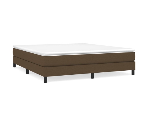 Cama box spring con colchón tela marrón oscuro 180x200 cm