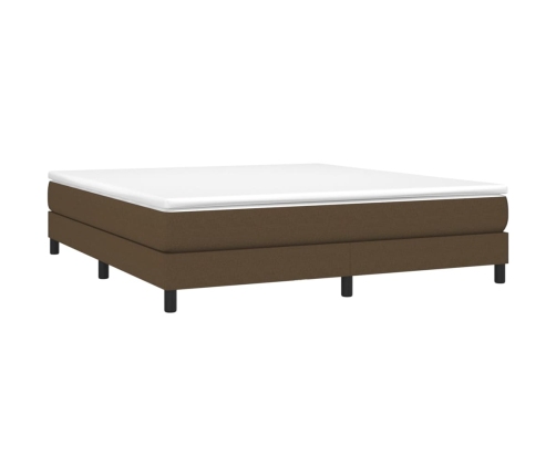 Cama box spring con colchón tela marrón oscuro 180x200 cm