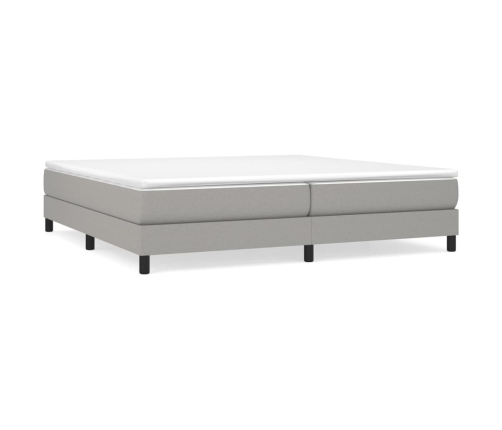 Cama box spring con colchón tela gris claro 200x200 cm