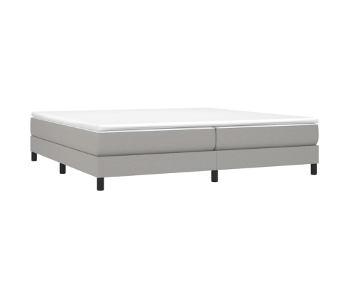 Cama box spring con colchón tela gris claro 200x200 cm