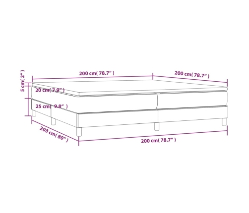 Cama box spring con colchón tela gris claro 200x200 cm