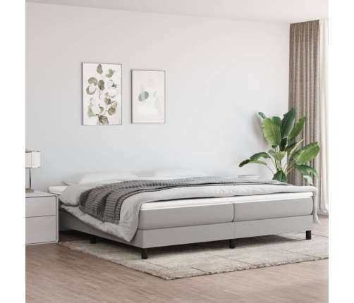 Cama box spring con colchón tela gris claro 200x200 cm