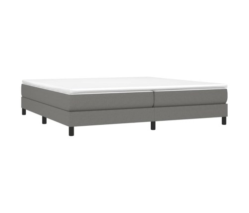 Cama box spring con colchón tela gris oscuro 200x200 cm