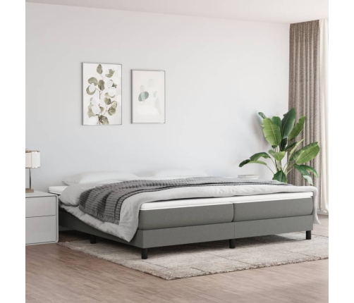 Cama box spring con colchón tela gris oscuro 200x200 cm