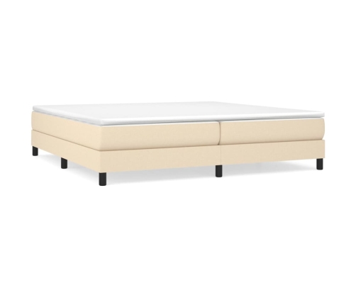 vidaXL Cama box spring con colchón tela color crema 200x200 cm