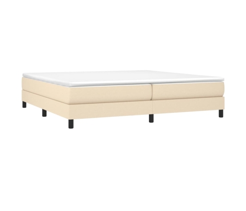 vidaXL Cama box spring con colchón tela color crema 200x200 cm