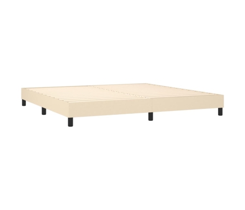 vidaXL Cama box spring con colchón tela color crema 200x200 cm