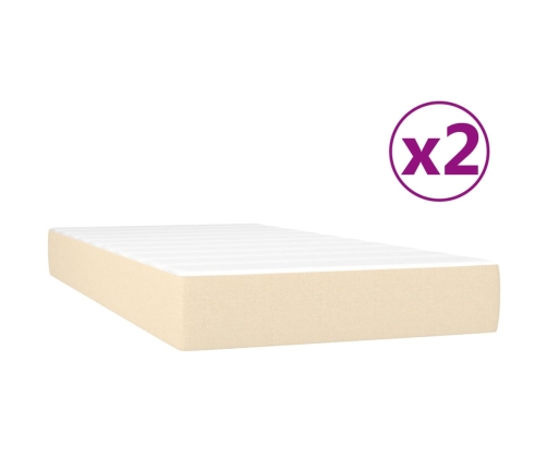 vidaXL Cama box spring con colchón tela color crema 200x200 cm