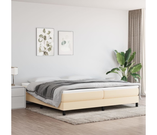 vidaXL Cama box spring con colchón tela color crema 200x200 cm