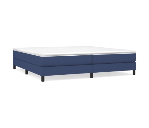 Cama box spring con colchón tela azul 200x200 cm