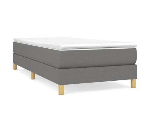 vidaXL Cama box spring con colchón tela gris oscuro 90x200 cm