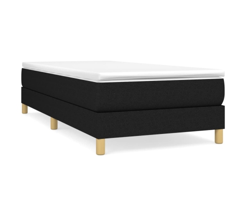 Cama box spring con colchón tela negro 90x200 cm