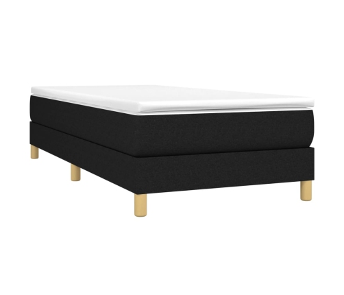 Cama box spring con colchón tela negro 90x200 cm